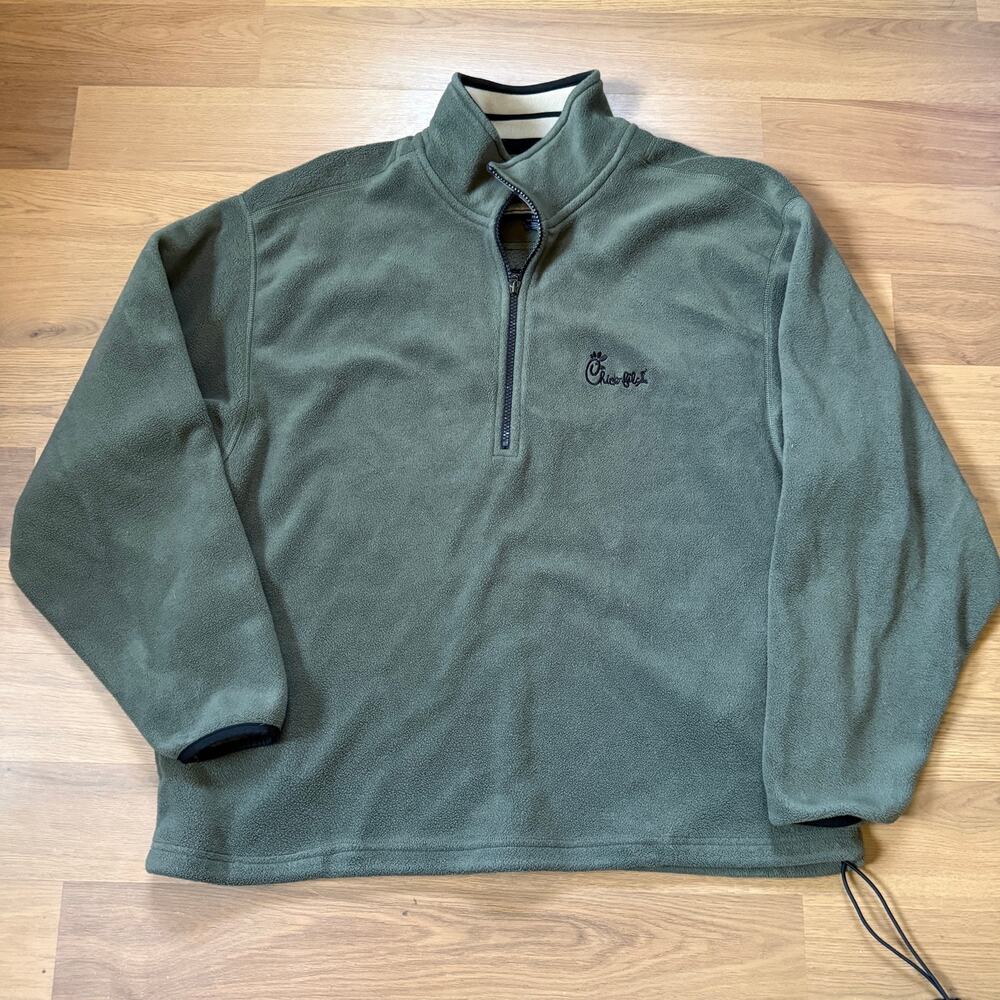 Men's Cutter & Buck Chick-Fil-A Dark Green Fleece Pullover Work Jacket Sz Medium